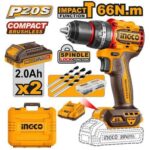 Ingco Compact Brushless Cordless Impact Drill 66Nm 20V - Image 2