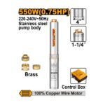 Ingco 4" Deep well pump 550W(0.75HP) Max.head:64m - Image 3